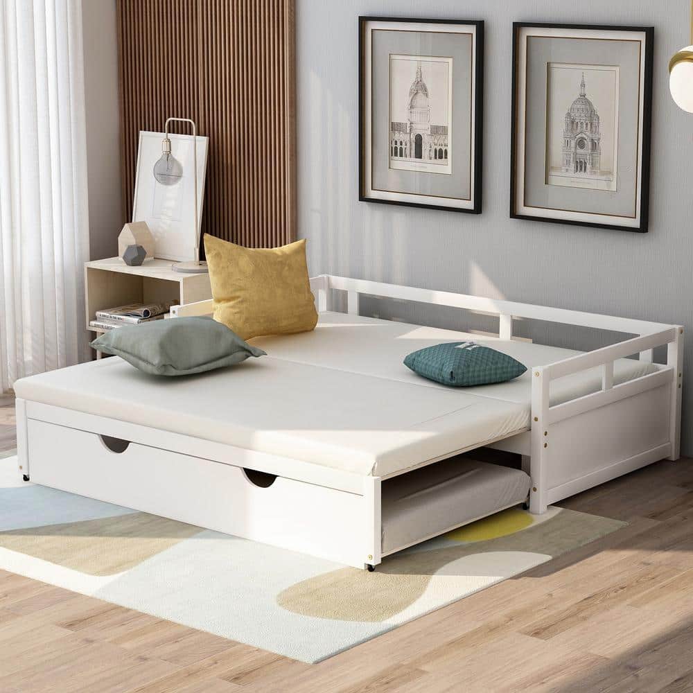 Upholstered Daybeds SOFTSEA Twin To King Daybed With Pop-Up Trundle - Linen  Upholstered Extendable Day Bed Frame For Living Room \u0026 Guest Room Day Bed  With Trundle, image size:1000x1000