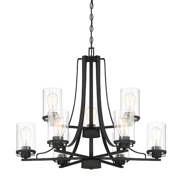 Designers Fountain Jedrek 9-Light Black Chandelier with Clear Glass ...