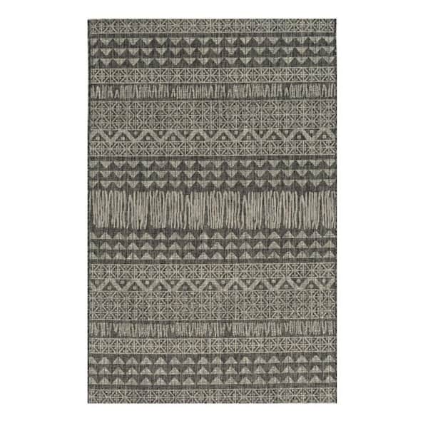 Charcoal 8 ft. x 11 ft. Woven Polypropylene Rectangle Indoor/Outdoor Area Rug