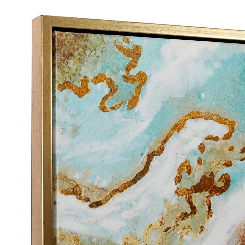 Large Multicolor Abstract Geode Canvas Wall Art with Gold Frame