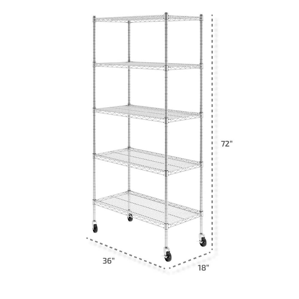 VersaRack 36'' Stainless Steel 5-Tier Mobile Shelving Unit