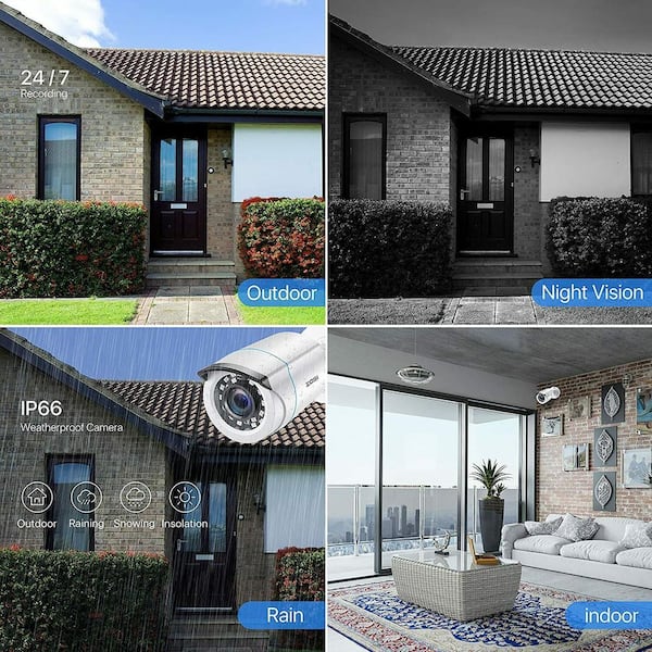 Wired 1080P HD 4-In-1 Outdoor Home Bullet Security Camera Compatible with TVI/AHD/CVI Analog DVR