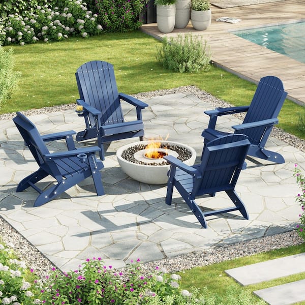 POLYWOOD Grant Park Traditional Curveback Pacific Blue Plastic