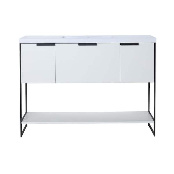 Unbranded Modern Style Ergonomic Imitative White Straight Grain 48 in. W x 18 in. D Resin Vanity Top in White