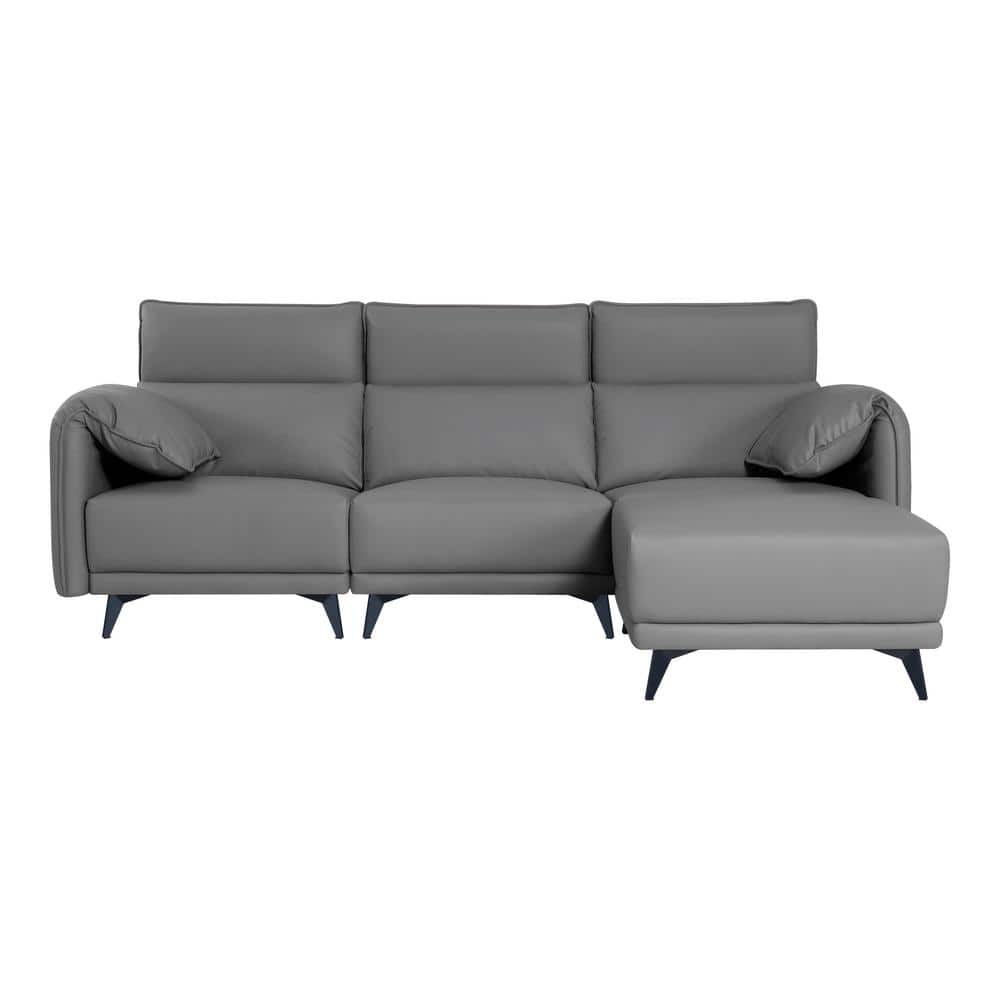 93.31 in. Faux Leather 3-Seater Sofa Couch with Headrests and Ottoman Small Sectional Living Room Sofa Set in Gray price history on PriceWatchPro