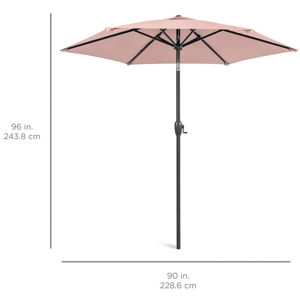 7.5ft Rose Quartz Polyester Outdoor Market Patio Umbrella with Steel Pole