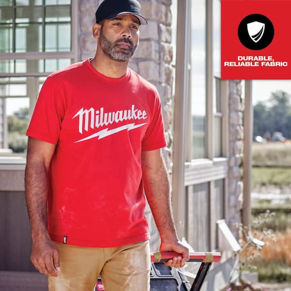 Milwaukee Men's Large Red Heavy-Duty Short-Sleeve T-Shirt 607R-L