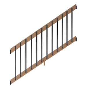 6 ft. Walnut-Tone Southern Yellow Pine Stair Rail Kit with Aluminum Rectangular Balusters