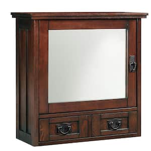 Artisan 23.5 in. W Mirrored-Door Wall Cabinet in Macintosh Oak
