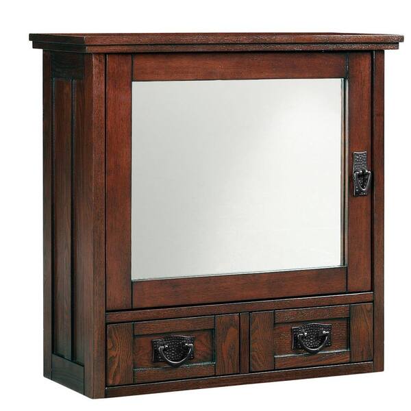 Home Decorators Collection Artisan 23.5 in. W Mirrored-Door Wall Cabinet in Macintosh Oak