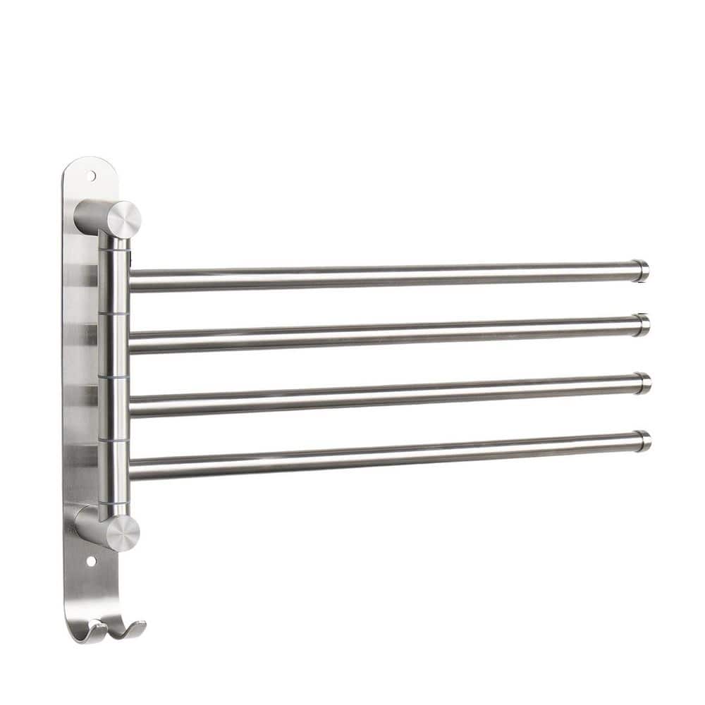 13.8 in. 4-Arm Towel Bar 304 Stainless Steel in Brushed Nickel, Space Saving Wall Mounted Towel Holder with Hook price history on PriceWatchPro