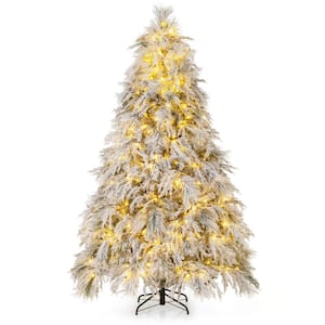 7 ft. Pre-Lit Artificial Christmas Tree with 743-PVC and Pine Needles and PE Tips