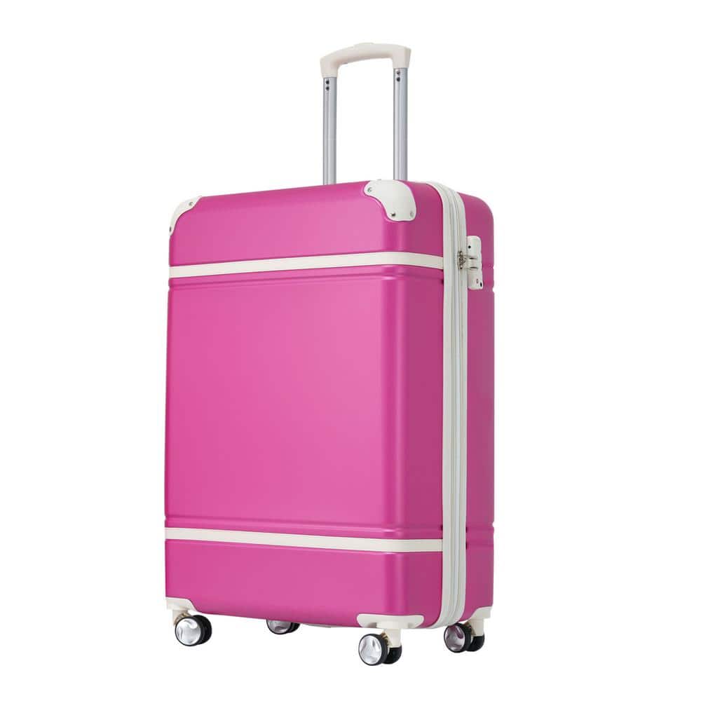 20 in. Pink Spinner Wheels, Rolling and Lockable Handle Suitcase