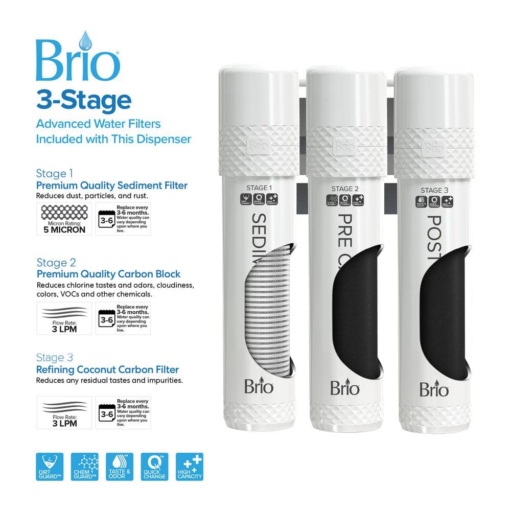 Brio Stainless Steel Compact Countertop Tri-Temperature Water Cooler