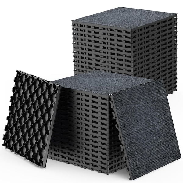cadeninc 12 in. x 12 in. Dark Gray Square Composite Decking Tiles for Balcony Porch Backyard (Pack of 36)