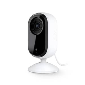 Essential Wireless Indoor Security Camera 2K (2nd Gen) with Privacy Shield, Night Vision, and Integrated Siren - White