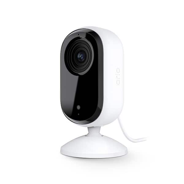 Arlo Essential Wireless Indoor Security Camera 2K (2nd Gen) with Privacy Shield, Night Vision, and Integrated Siren - White