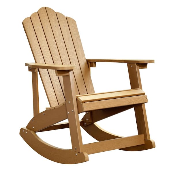 HOOOWOOO Rocky Classic Teak Color Plastic Outdoor Recycled Adirondack Chair