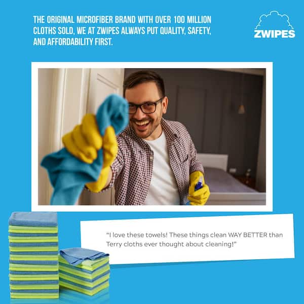 Zwipes 12 in. x 16 in. Multi-Colored Microfiber Cleaning Cloths (12-Pack)  735 - The Home Depot