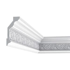 5-5/8 in. x 2-1/2 in. x 78-3/4 in. Floral and Leaves Primed White Polyurethane Crown Moulding (10-Pack)