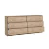 Tvilum Portland 6-Drawer Double Dresser in Oak 26.89 in. H x 56.34 in. W x 12.46 in. D 70328hlhl