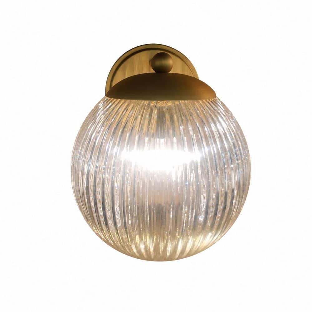 7.8 in. 1-Light Gold Modern Wall Sconce with Textured Glass Shade price history on PriceWatchPro