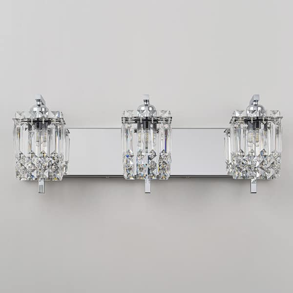 RRTYO Thery 25.5 in. 3-Light Chrome Modern Glam Rectangular