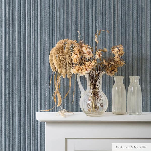 Metallic Chambray Faux Grasscloth Vinyl Peel and Stick Textured Wallpaper Roll (Covers 56 Sq. ft.)