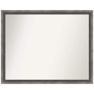 Burnished Concrete Narrow 30.25 in. x 24.25 in. Non-Beveled Modern Rectangle Wood Framed Bathroom Wall Mirror in Gray