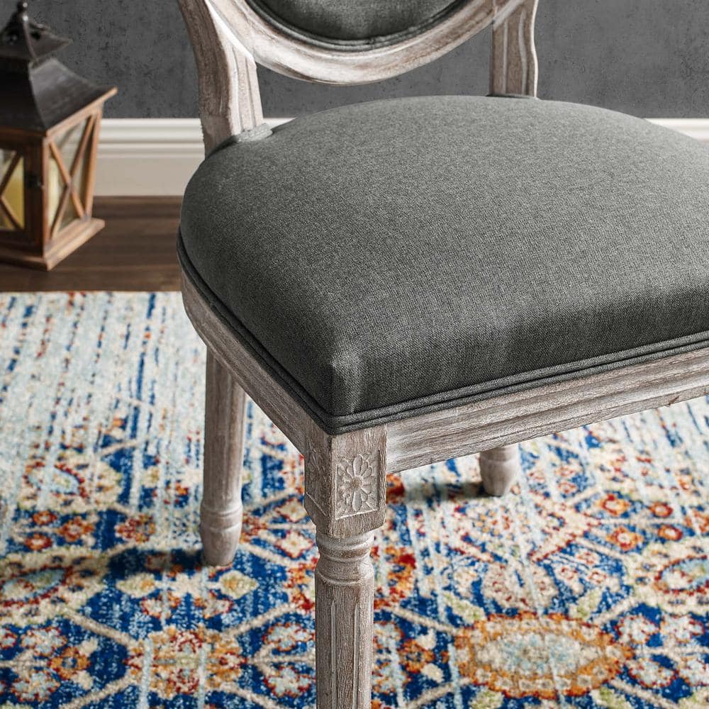 Emanate Vintage French Natural Gray Velvet Upholstered Side Chair