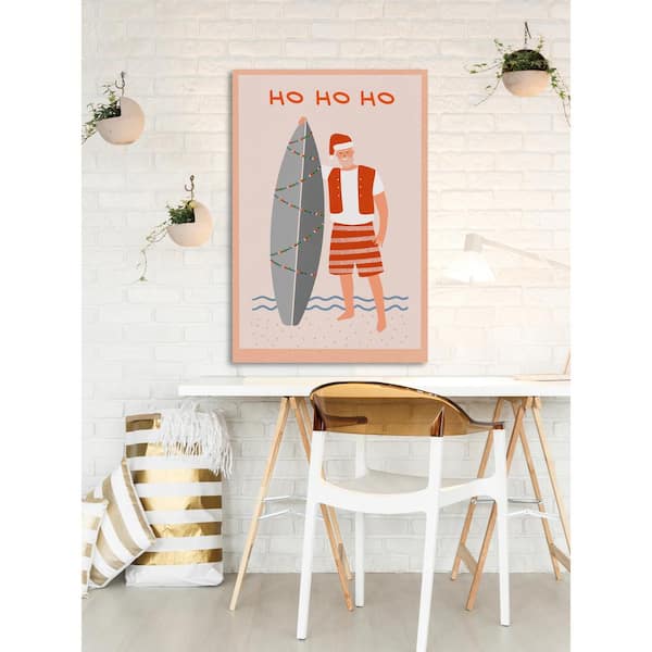 "Surfing Santa" By Marmont Hill Unframed Canvas Nature Art Print 12 in. x 8 in.