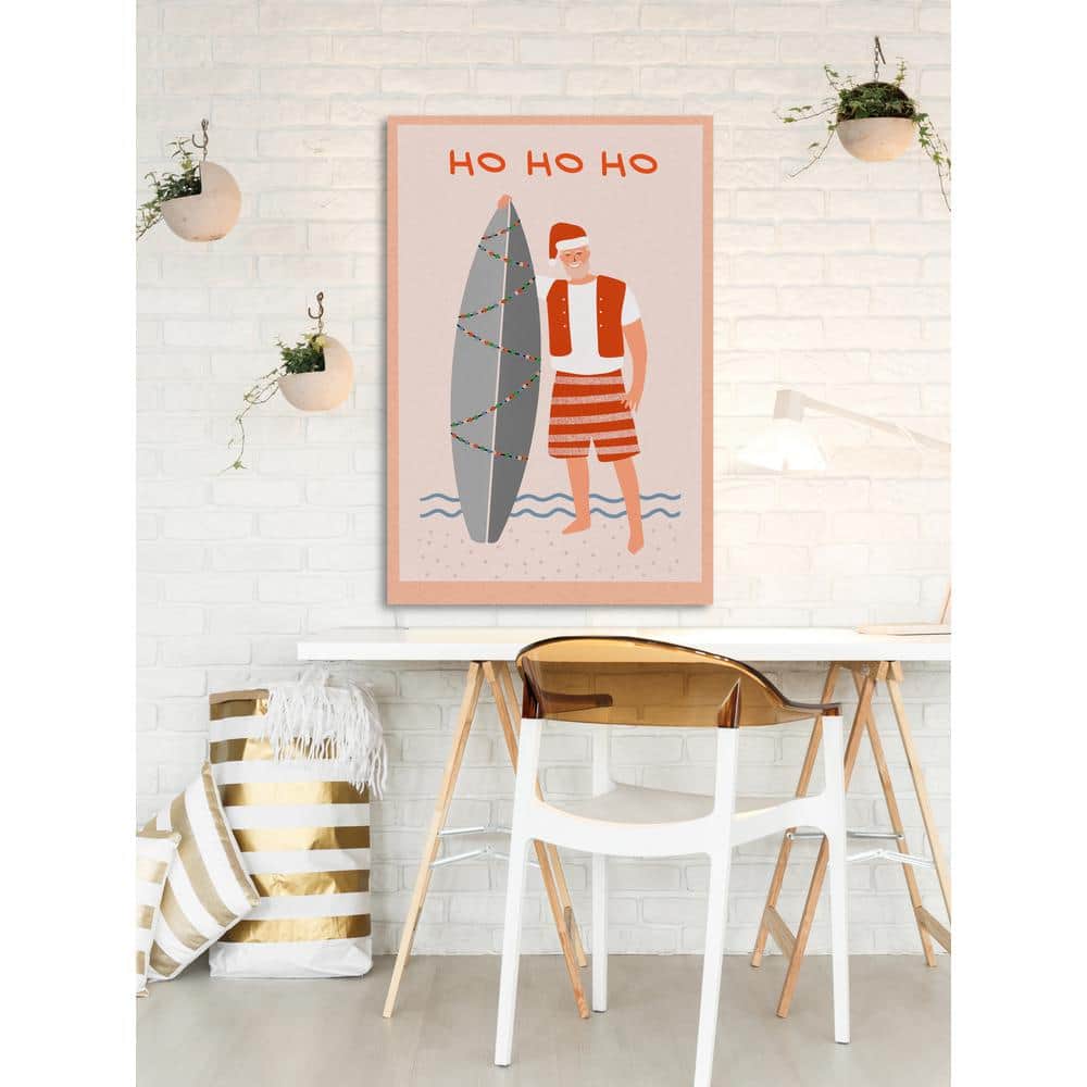 Surfing Santa By Marmont Hill Unframed Canvas Nature Art Print 24 in. x 16 