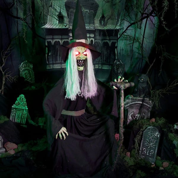 INCOCO HAUNTED HILL ホーンテッドヒル ハロウィン Haunted Hill Farm 4.3 ft. Animated LED Sitting Witch Halloween