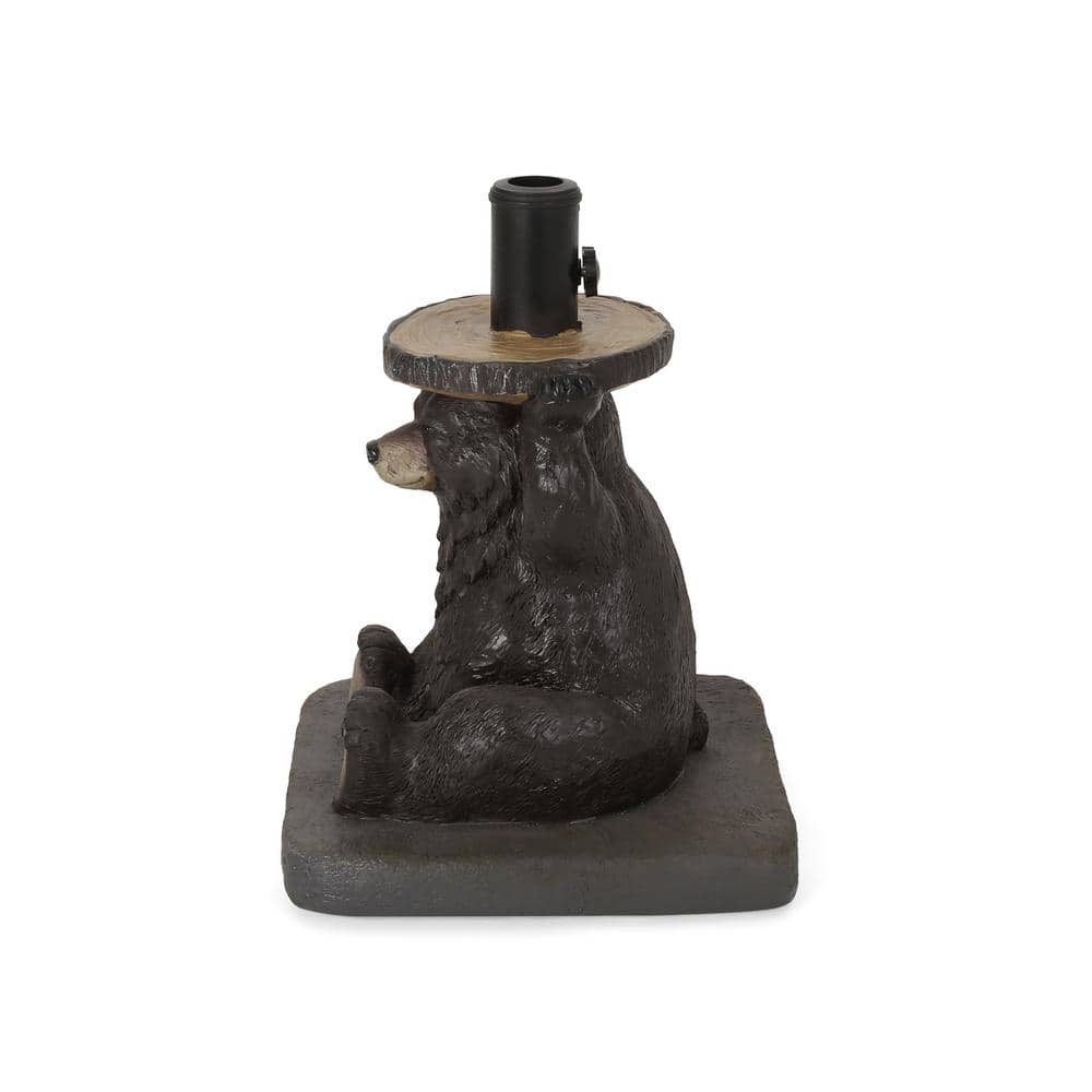 Dark Brown Concrete and Resin Bear Umbrella Base