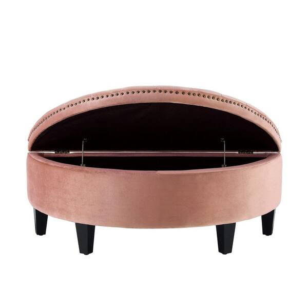 Inspired Home Tabitha Blush Velvet Button Tufted Gold Nailhead 