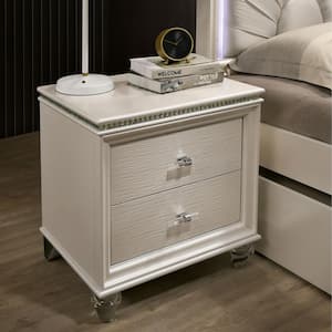 Penella 2-Drawer Pearl White Nightstand