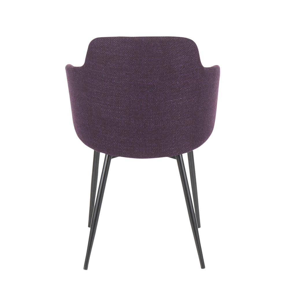 High-Back Industrial Upholstered Arm Chair in Black and Purple
