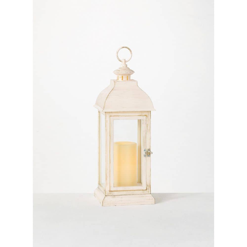 15.7" Indoor/Outdoor Battery Operated Candle Lantern White - Rimports