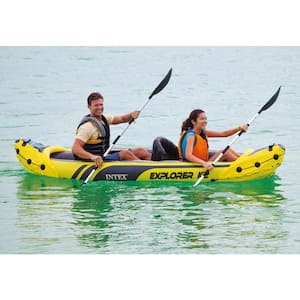 Explorer K2 Yellow 2-Person Inflatable Kayak with Oars and Air Pump (2-Pack)