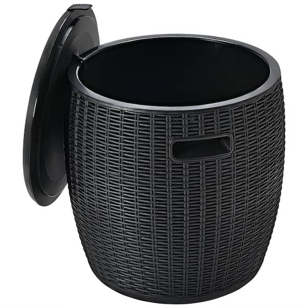 17 in. Patio Black Oval Plastic Outdoor Trunk Table