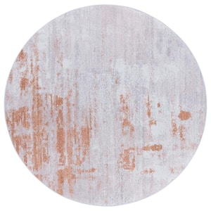 Tacoma Gray/Rust 6 ft. x 6 ft. Machine Washable Abstract Distressed Gradient Round Area Rug