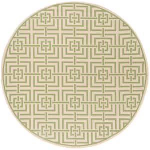 Linden Cream/Olive 7 ft. x 7 ft. Round Interlaced Squares Geometric Area Rug