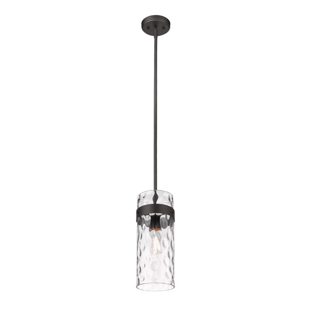 Fontaine Matte Black and Glass Indoor/Outdoor Pendant Light