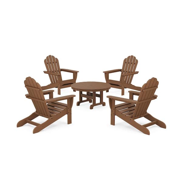 Trex Outdoor Furniture Monterey Bay 5-Piece Plastic Patio Conversation Set in Tree House Adirondack Chair