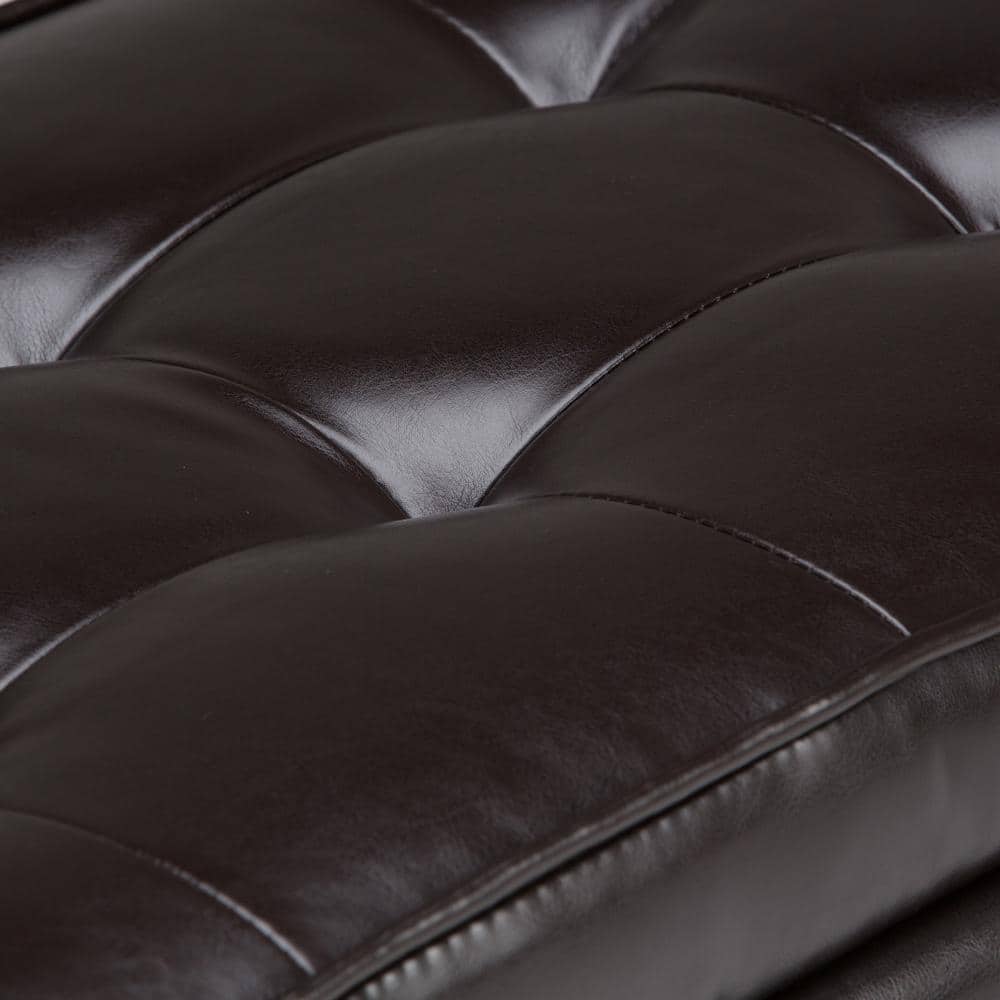 Tanners Brown 44'' Wide Rectangular Ottoman Bench with Tufted Footrest