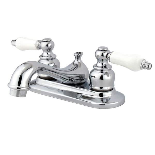 Kingston Brass Restoration 4 in. Centerset 2-Handle Bathroom Faucet with Plastic Pop-Up in Polished Chrome
