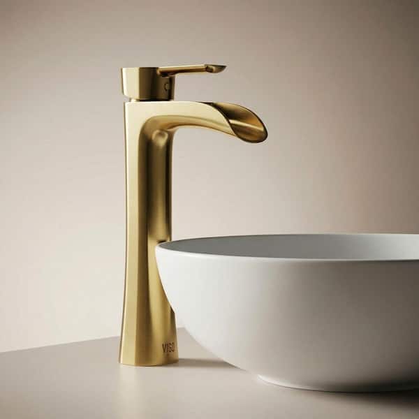Niko Single Handle Single-Hole Bathroom Vessel Faucet in Matte Brushed Gold