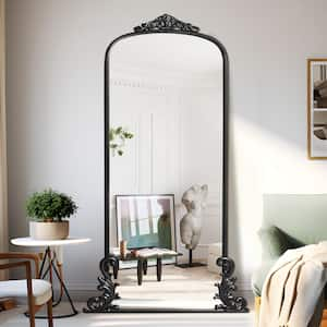 29 in. W x 68 in. H Retro Arched Metal Framed Full-Length Leaning Mirror