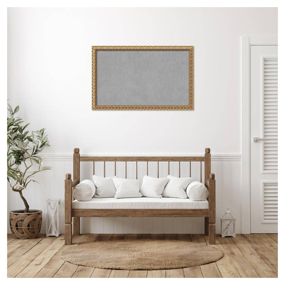 Florentine Gold Framed Grey Magnetic Memo Board 40x24
