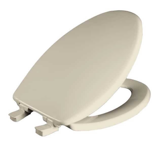 Church Whisper Close Elongated Closed Front Toilet Seat in Bone